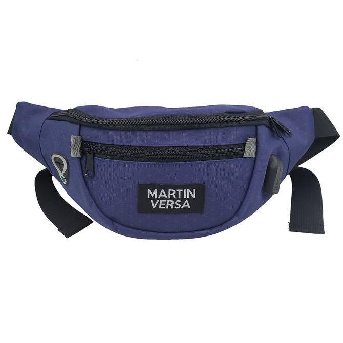 Martin versa EVOX1 Tas Selempang Pria Slot USB Kanvas Plastik Slingbag Waistbag Cowok Pinggang