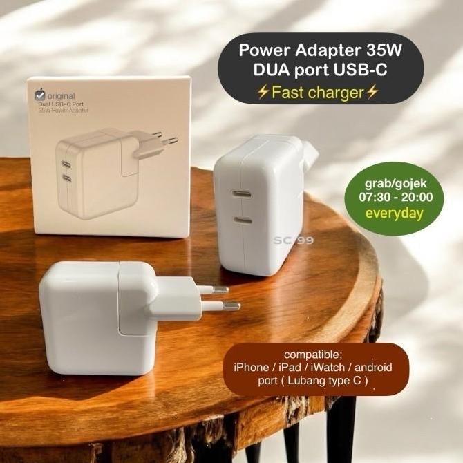 Adaptor 35W kepala charger iphone ipad 35W dual port USB-C original