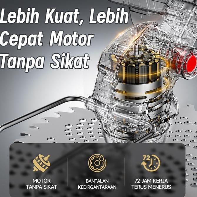 JAPER Mesin Potong Rumput Motor Berdaya Tinggi 3 Baterai Tahan Air Kebisingan Rendah Cocok untuk Med