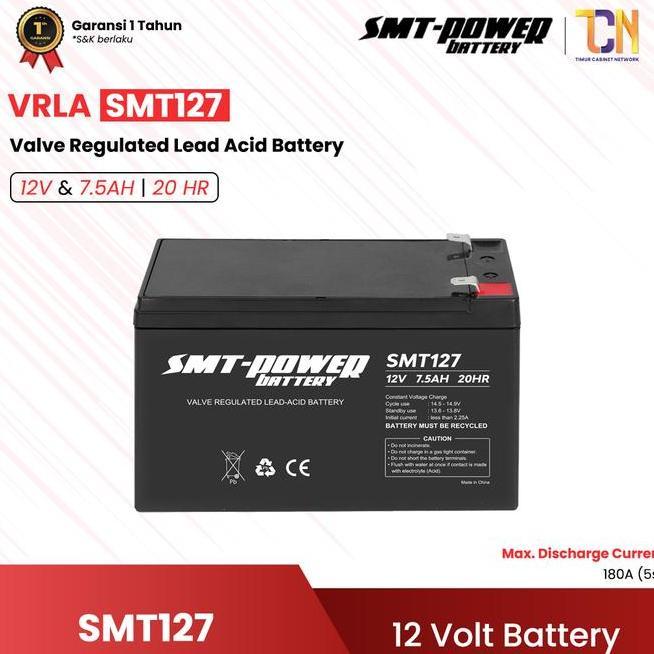 Kering Smt Power 12V 75Ah Aki Kering Ups 7Ah Vrla Lead Acid Smt127