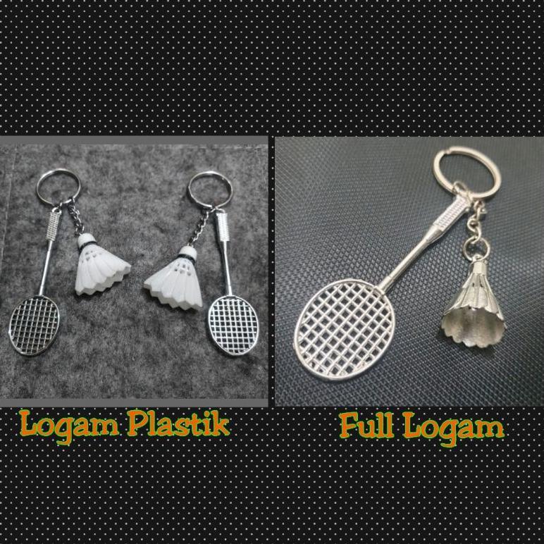 Gantungan Kunci Raket Shuttlecock Bulutangkis / GK Logam Raket & Cock Badminton / Souvenir Kok dan R