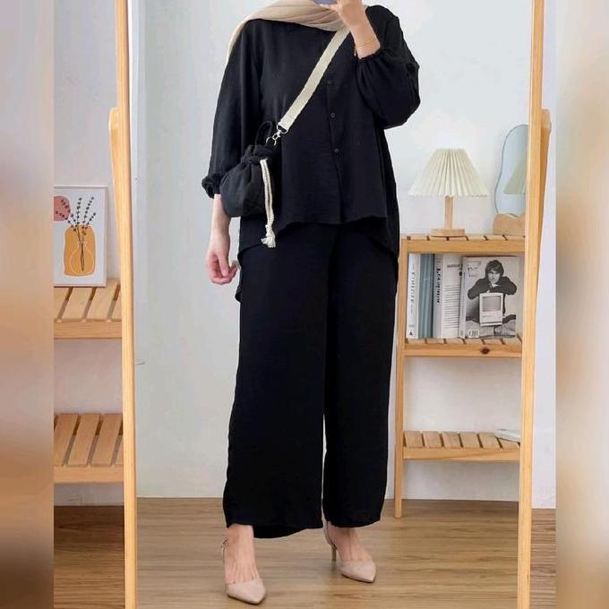 Anjas.Shop_ - Azalea One Set Jumbo Ld 120 Cm | Setelan Atasan Tunik Muslim Wanita Dewasa Lengan Balo