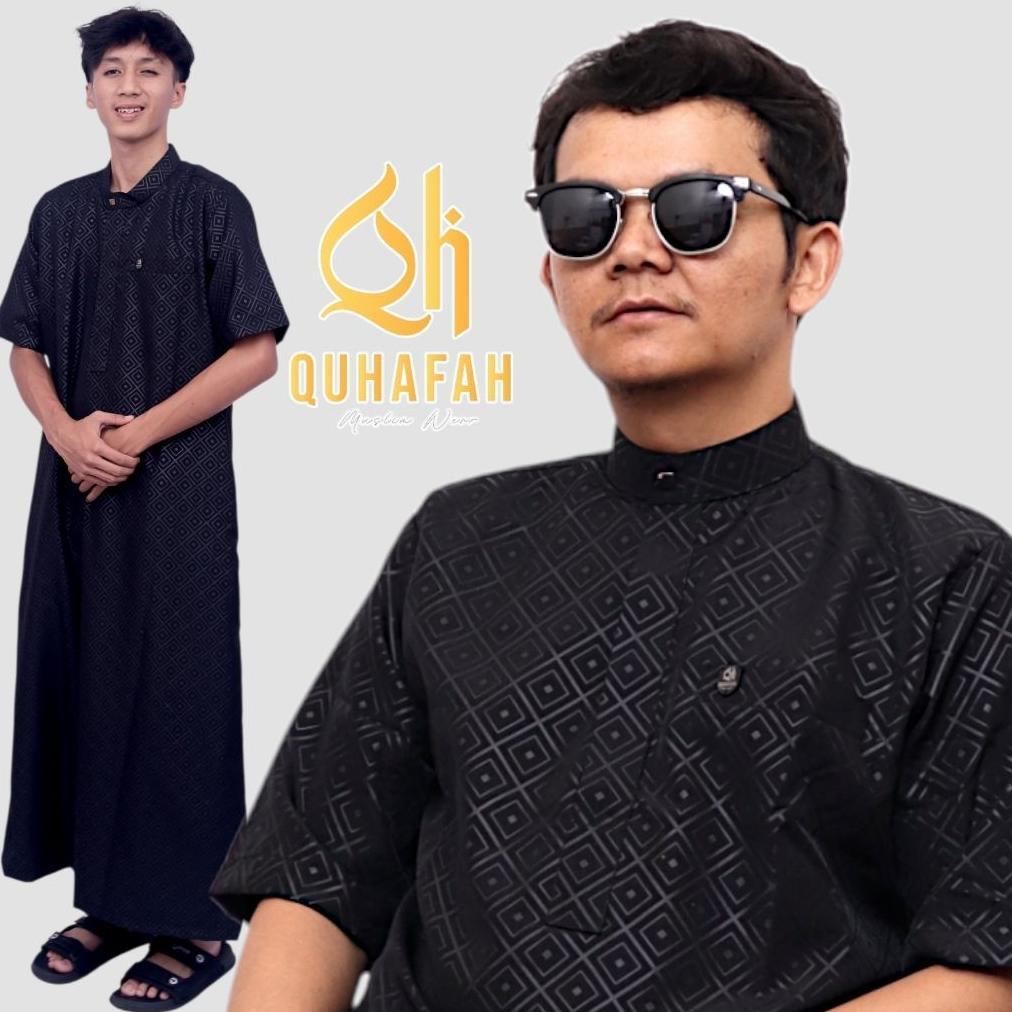 recommended jubah gamis pria slimfit terbaru al majid || jubah katun emboss premium lengan pendek ||