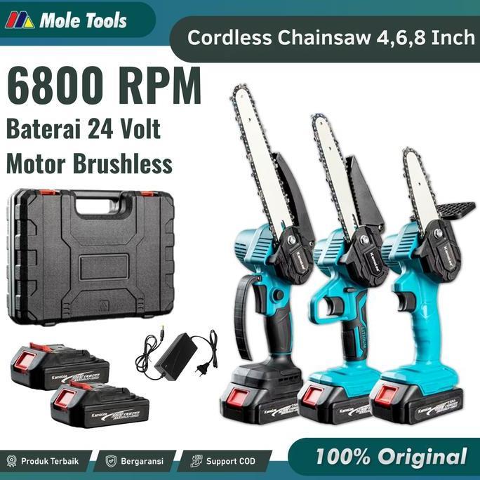 Kamolee Chainsaw Baterai Brushless Kamolee - Gergaji Kayu Listrik Brushless Tanpa Kabel - Gergaji Li