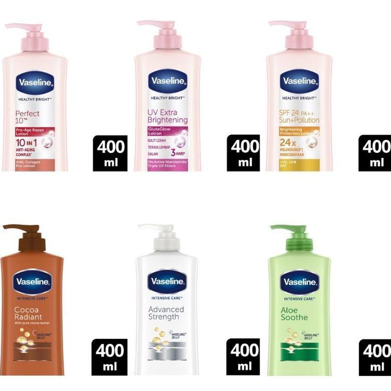 VASELINE HAND BODY LOTION UV LIGHTENING/PERFECT 10/ALOE 400 ML/COCOA // 400ML MURAH
