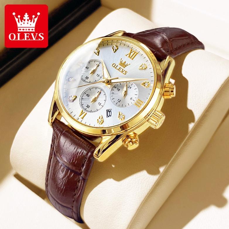 official olevs jam tangan wanita anti air original kulit chrono aktif women watch analog model 5523