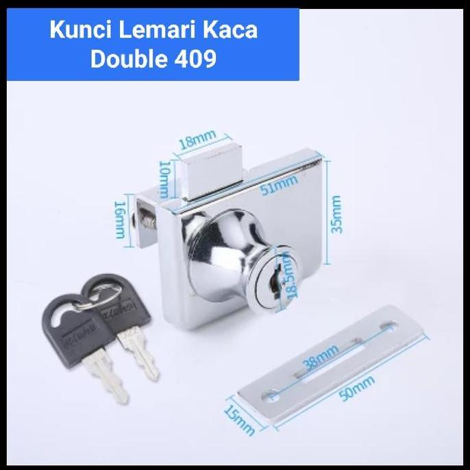 SIS Kunci Lemari Kaca Jepit Double