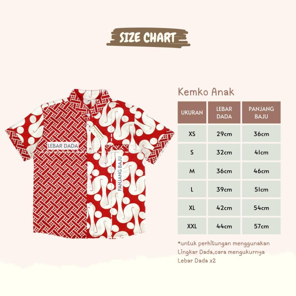 BIG PROMO ATASAN BATIK ANAK KEMEJA KOKO KEMKO BLUS ANAK PEREMPUAN KOMBINASI MERAH PUTIH BISA COUPLE