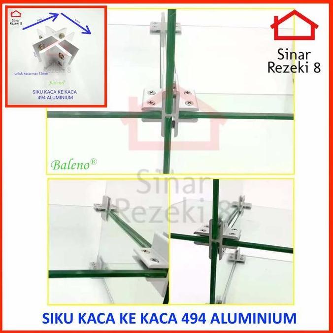 Siku Jepit Kaca 494 / Ambalan Bracket Konektor Siku Sambungan Penjepit
