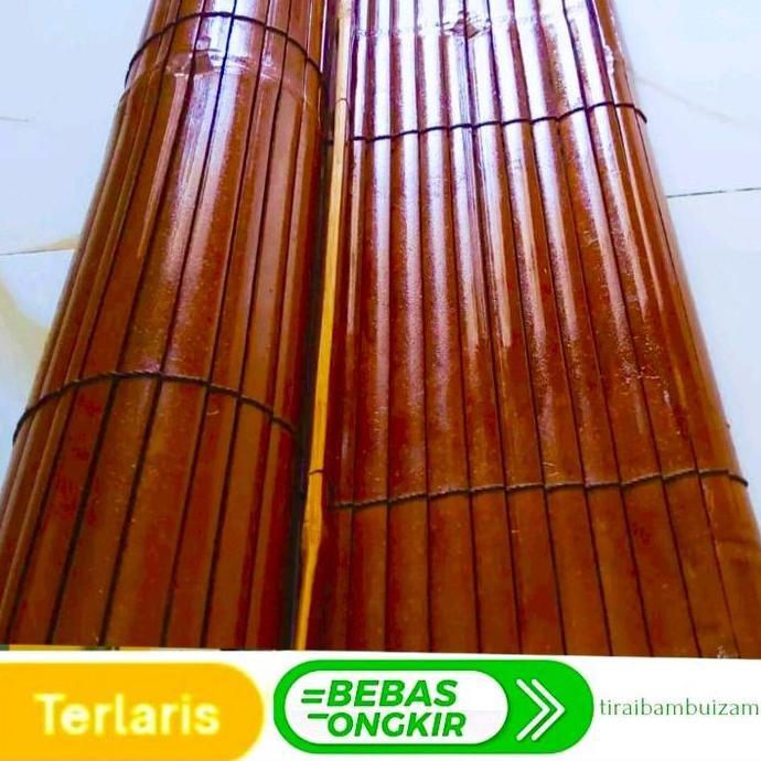 Krey Bambu Outdoor Kerai Bambu wulung di. cat coklat mahoni,kerey gulung tirai outdoor anti air kera