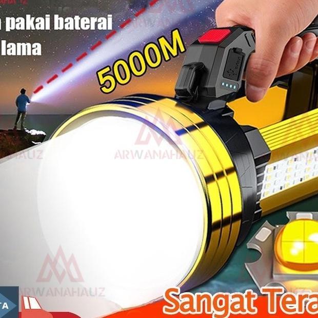 Senter Led Super Terang Jarak Jauh Senter Camping Jumbo Multifungsi Waterproof Power 8000 Lumens / S