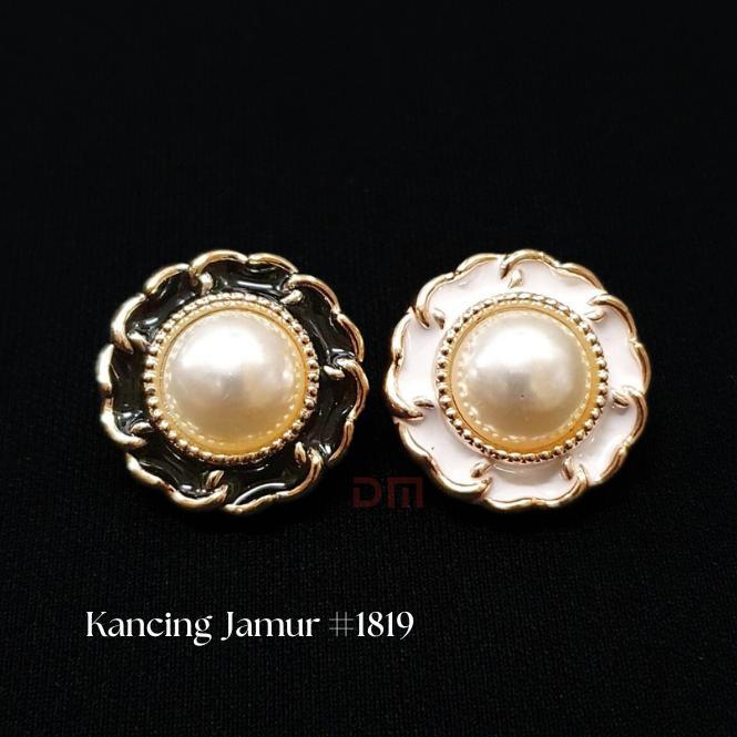 Kancing Jamur Mutiara 1819 Hitam & Putih Uv