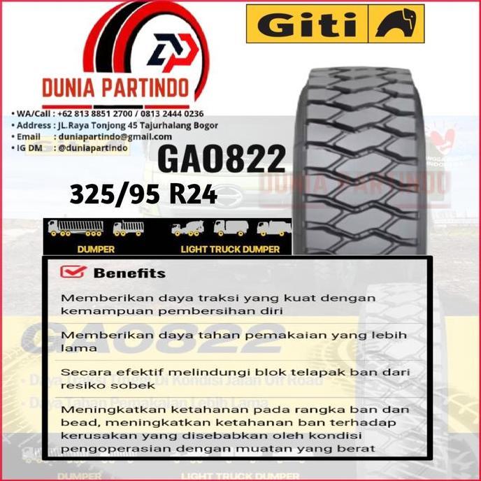 Terlaris Ban Truck Dan Bus 325/95 R24, Giti Ga0822 , Chat Untuk Diskon Harga