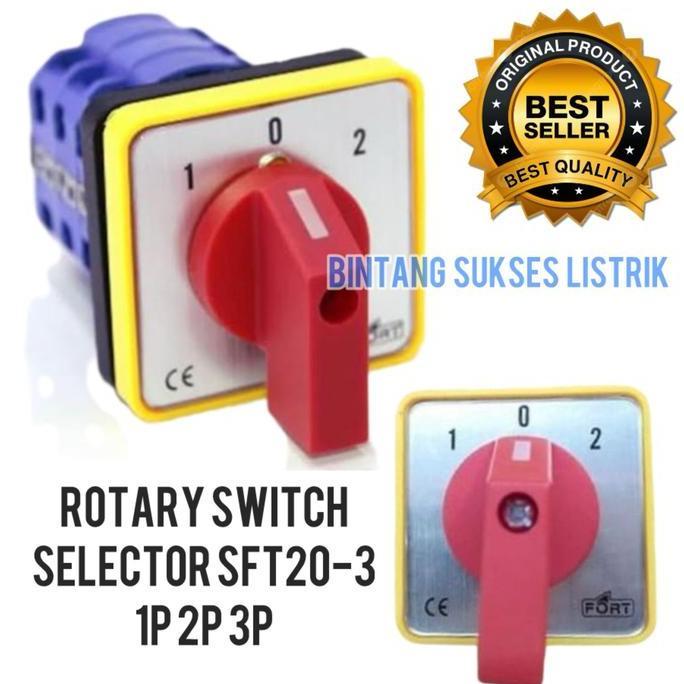 Pilihan- Original Selector Switch 3 Position 3P 1-0-2 Sft20-3-3 Selektor Swit 3 Posisi 3 Phase Rotar