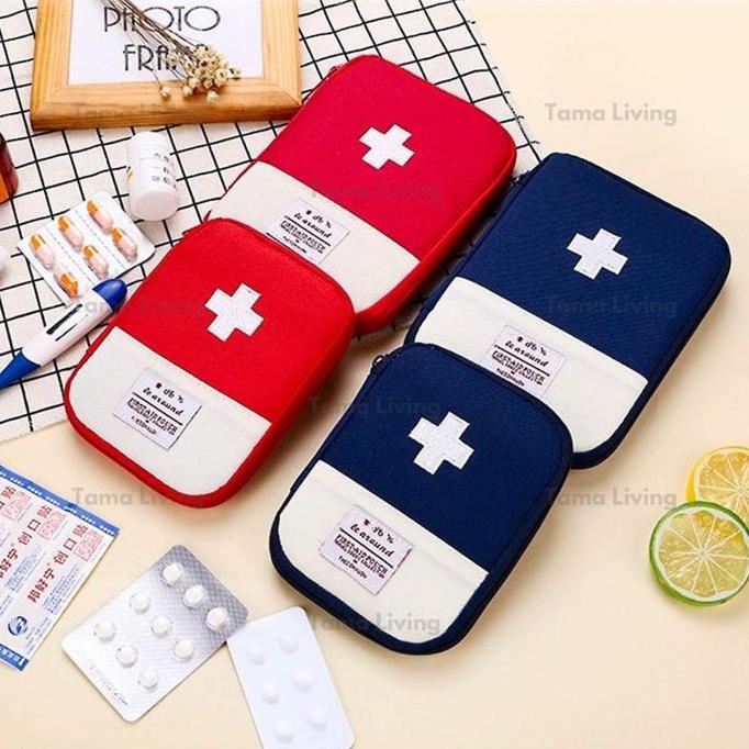 Maga- Tama Living Kotak Obat P3K Mini Pouch Tempat Obat Travel Travel Medicine Pouch Bag Organizer