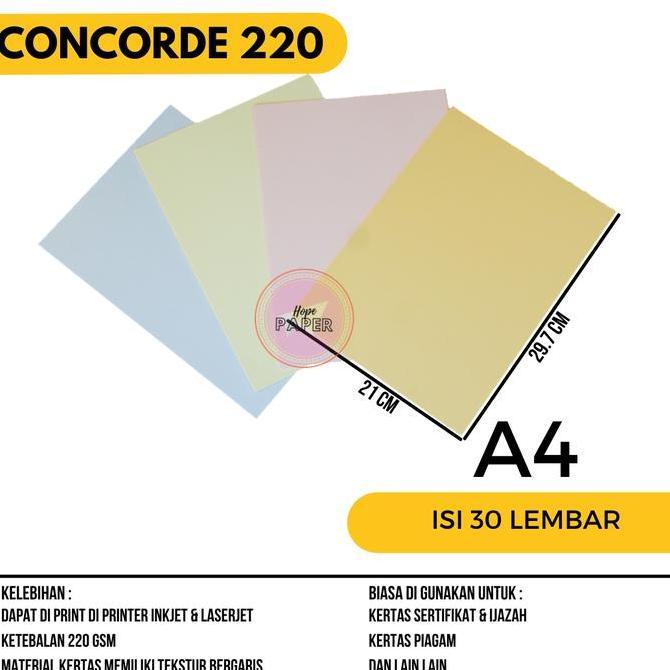 Newpic- Kertas Concorde A4 0 Gr Isi 30 Lembar / Kertas Sertifikat A4 / Kertas Ijazah A4 / Kertas Pia