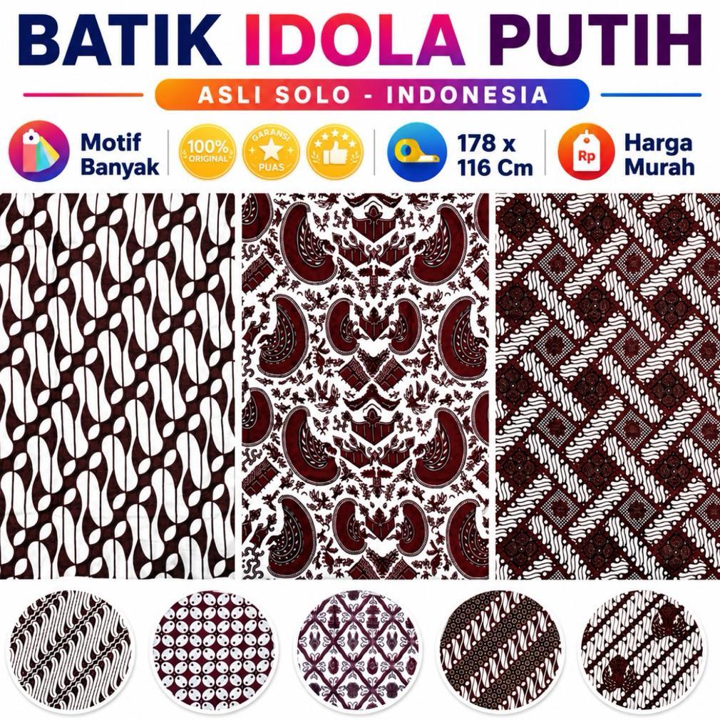 AG - Kain Batik Putih Jarik Samping Sewek Sarung Wanita Pria Dewasa Motif Tenun Panjang