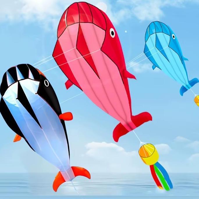 Layangan 3D Ikan Paus Parasut Layang Layang Besar Warna Cerah untuk Hobi Anda
