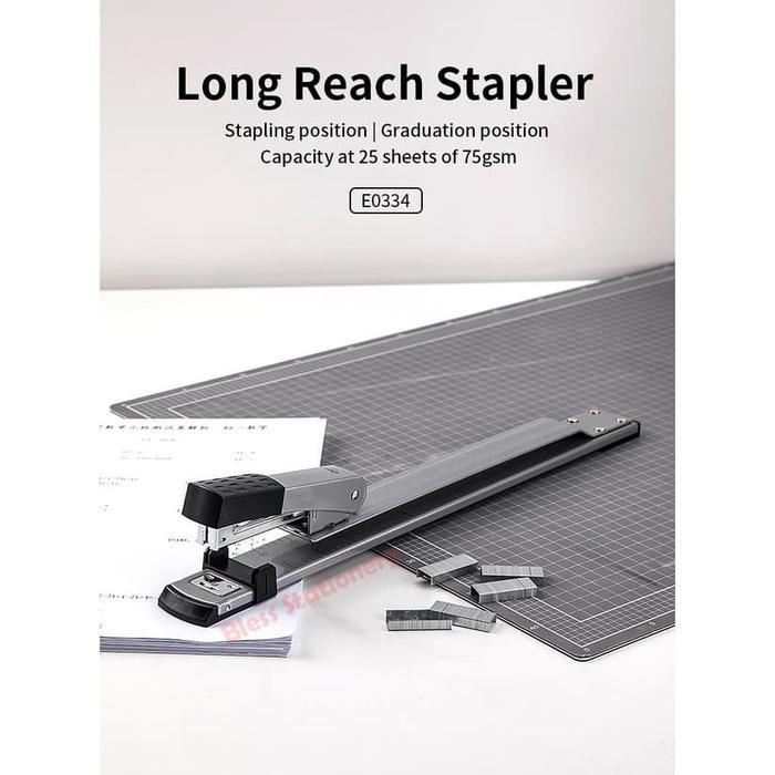 STAPLER JILID BUKU STAPLES PANJANG DELI LONG REACH METAL STAPLES JILID TENGAH ORIGINAL DAN TERPERCAY