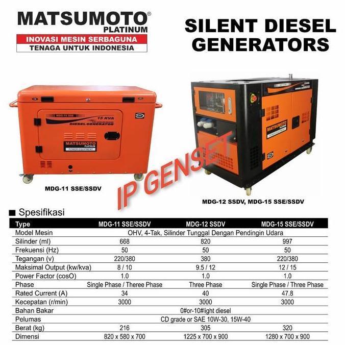Genset Silent Diesel 10 Kva - 15 Kva Matsumoto Platinum