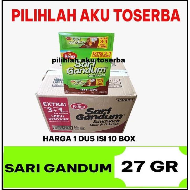 Roma Sari Gandum BOX Sandwich Susu & Cokelat - ( 1 DUS ISI 10 BOX )