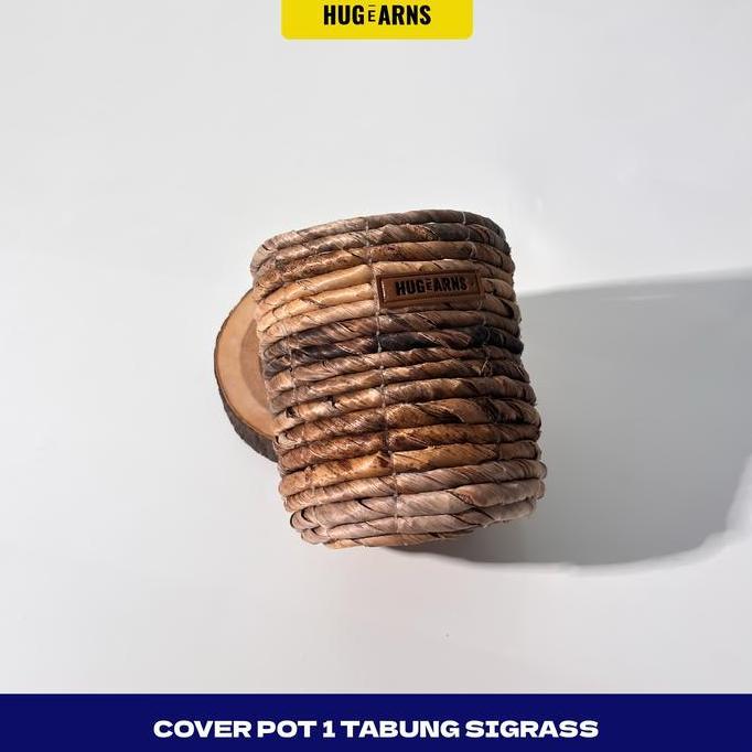 HUGeARNS - Cover Pot 1 Tabung Sigrass Anyaman Aesthetic Pot Vas / Cover Pot Anyaman / Cover Pot Anya