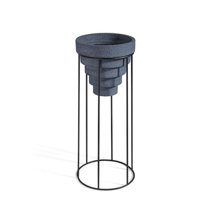 Rak Standing Pot Bunga Tanaman Tiang Besi isi 3 Black YUKI - ISIRUMA