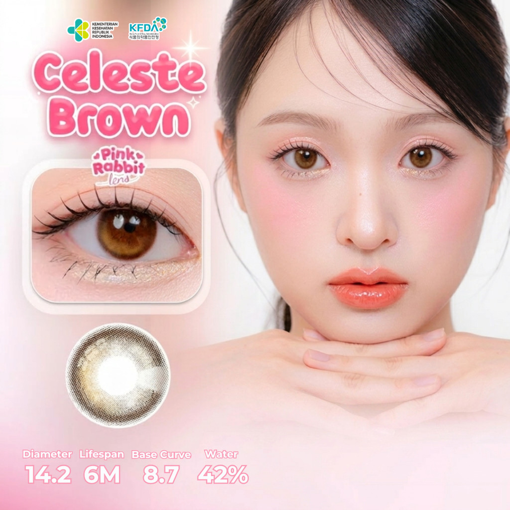 PINKRABBIT SOFTLENS CELESTE BROWN - Normal, Minus 0.5 S/D 10.00 (1PCS/Sebelah) #softlensnyaman #soft