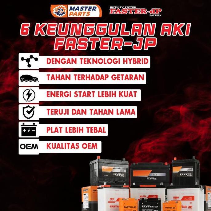 Aki Faster JP N50Z 12V 60Ah untuk HINO Truck FM, SG Series