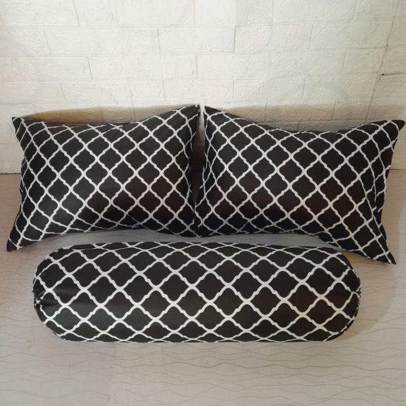 NEW PRODUCT Sarung Bantal Set 3 in 1 polos tak pake Rempel motif