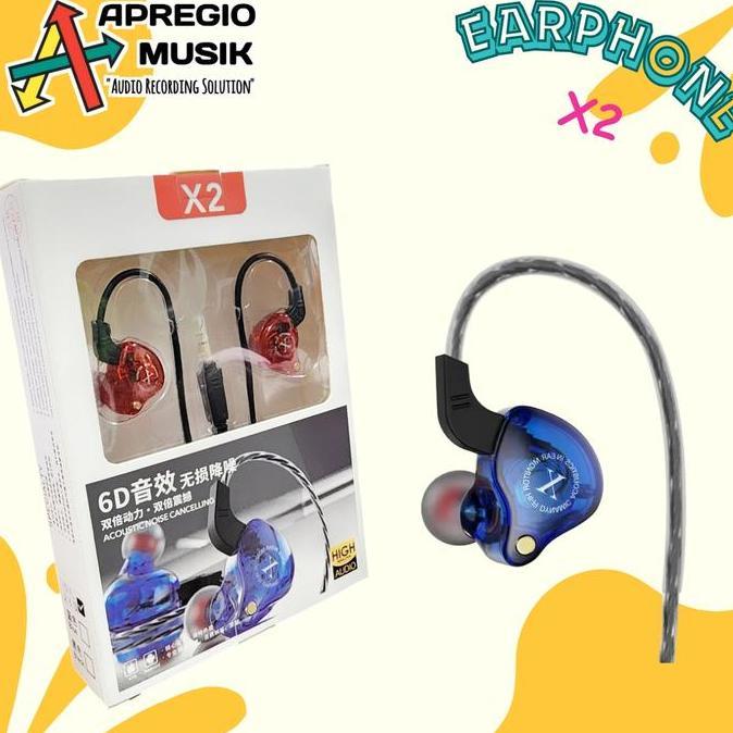 X2 Dynamic Wired Earphones in ear monitor IEM no mic monitor panggung Diskon