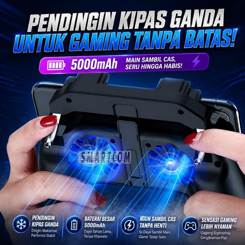 Smartcom - H10 Dual Fan Cooler Gamepad Pubg Mobile Controller Gamepad Handle Hp