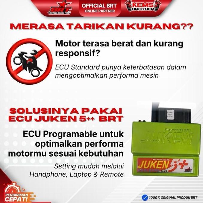 BRT ECU Jukin 5+ WR155 Dualband Hijau Original - Meningkatkan Performa Motor & Efisiensi BBM - Fitur