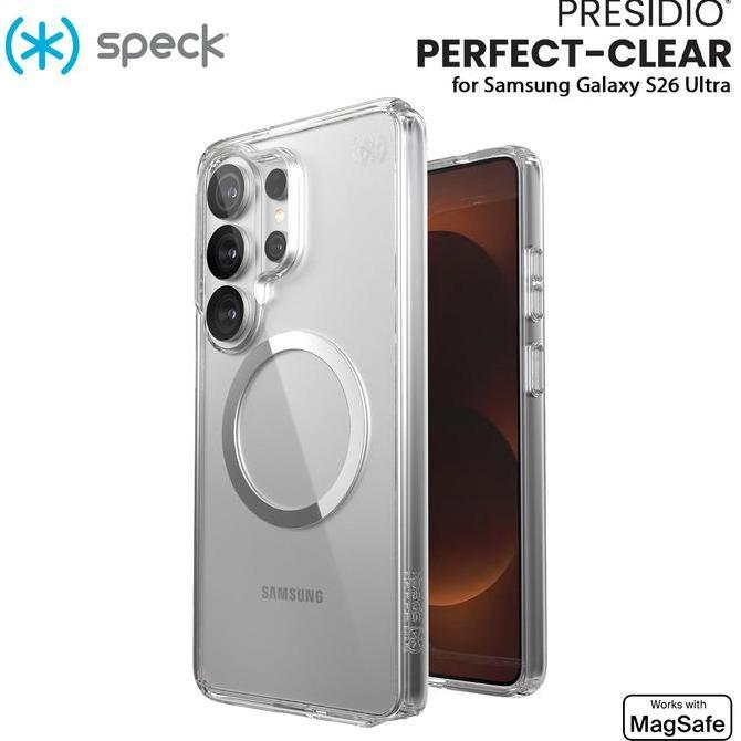 Casing Samsung Galaxy S26 Ultra Speck Presidio Perfect-Clear MagSafe Protective Case - Clear Silver