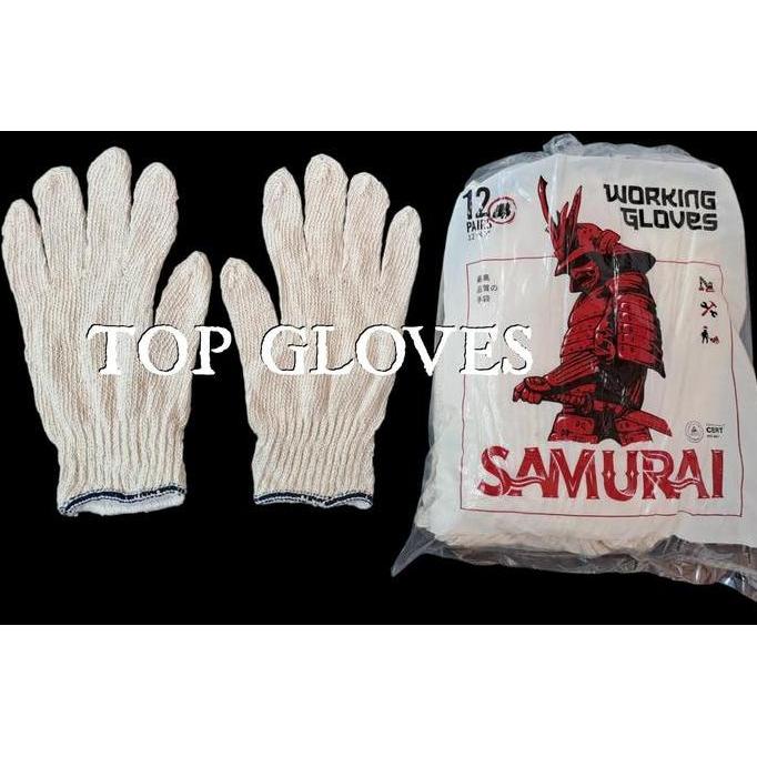 Ran- Sarung Tangan Benang 5 Putih Samurai - Sarung Tangan Cotton List Navy