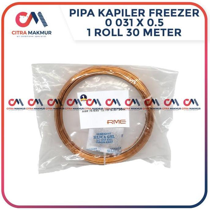 PIPA KAPILER KULKAS 031 1 ROLL 30 METER CAPILLER TUBE TEMBAGA FREEZER SHOWCASE KONDENSOR 0,031 CMO27