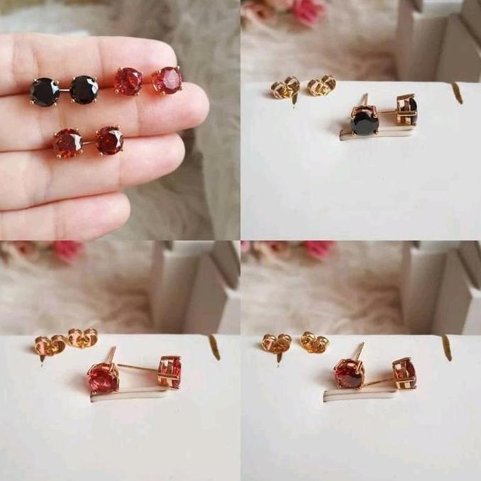 Jias - Anting Giwang Titanium Merah Hitam Anti Karat Fashionable