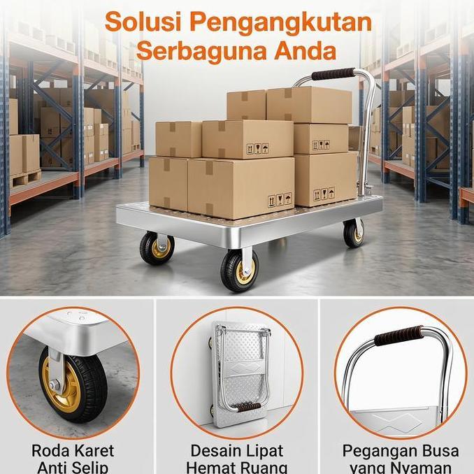 Kafitaramadani - Reaim Troli Baja Kuat Tebal Tali Besi  Lemari Bengke Ringan Lipat Troli Kecil Porta
