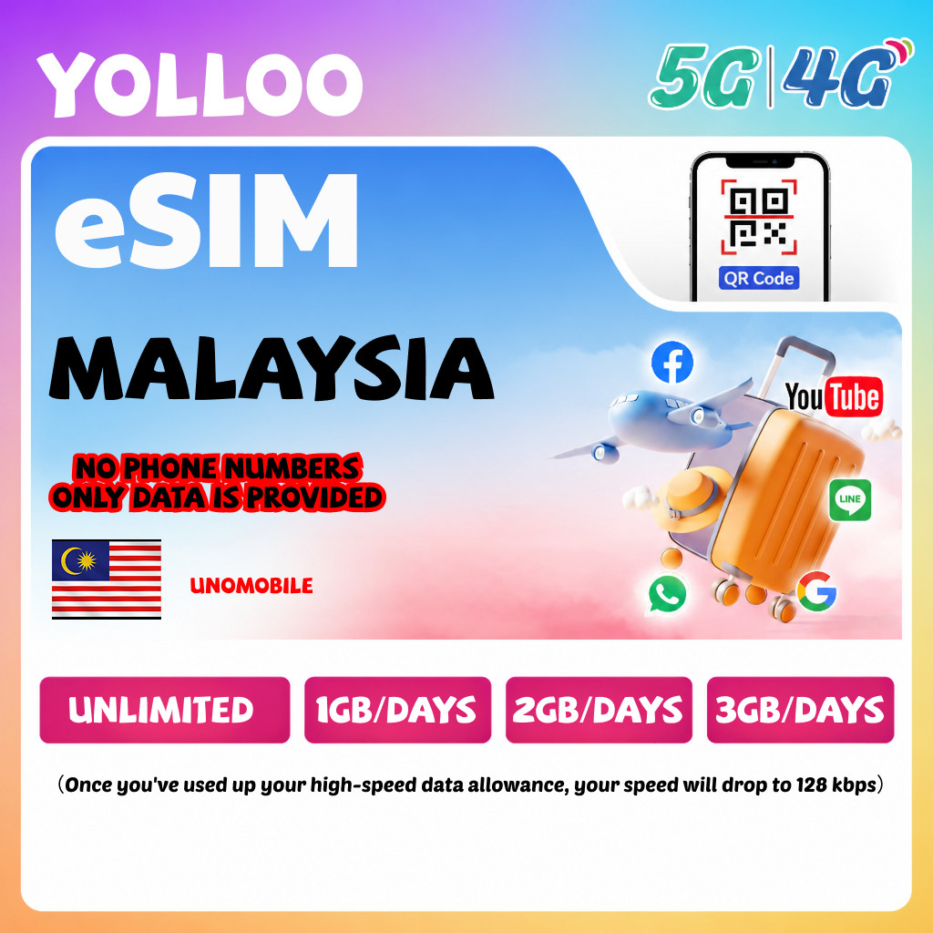 [Gunakan dalam waktu lima hari] Malaysia eSIM 6-10 hari Unlimited Data 4G celcom Tanpa Batas Malaysi