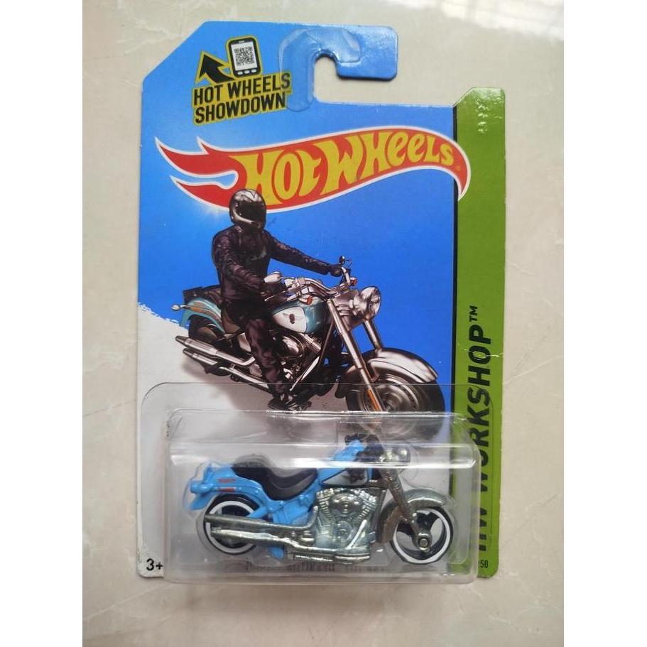 HOTWHEELS - HARLEY-DAVIDSON FAT BOY BLUE BFD80-07B3 - HW WORKSHOP MCS27