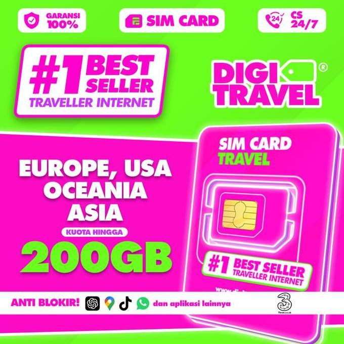 SIM Card Europe USA 3UK | Simcard Eropa Amerika 3UK Cover 71 Negara | SIM Card Simcard Kartu Roaming