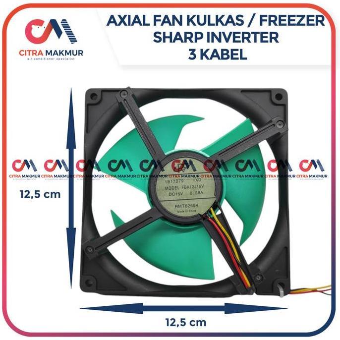 AXIAL FAN KULKAS SHARP INVERTER 3 KABEL 15 VOLT KIPAS KONDENSOR EVAPORATOR CHILLER FREEZER TEBAL ALA