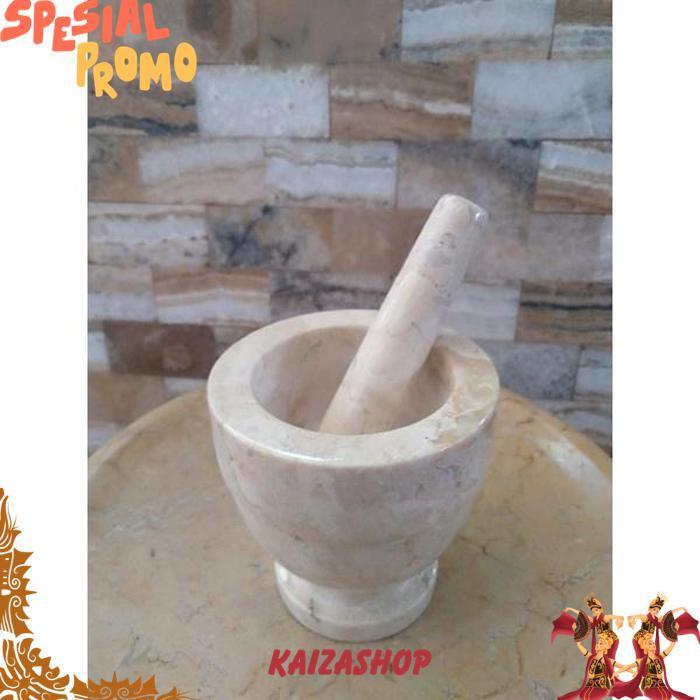 Lumpang Alu Batu Lesung Mini Marmer Asli Tumbukan Tumbuk Obat Puyer Ulekan Ulek Mortar & Pestle 6/3