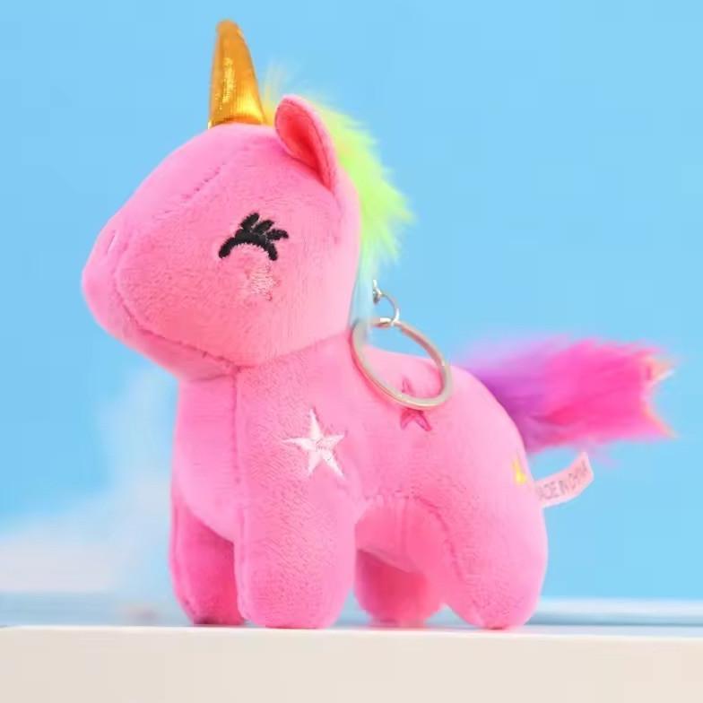 EXCLUSIVE Yuma 1 pcs Boneka Unicorn Kartun Gantungan Kunci Unicorn Plush Boneka Lembut Populer Hewan