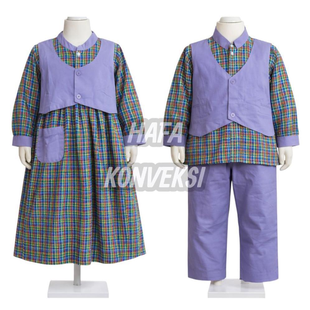 SERAGAM MUSLIM ANAK TK / BAJU MUSLIM GAMIS TK KOTAK ROMPI UNGU MURAH