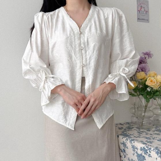 Kanon - Ezra Kebaya Blouse - Blouse Kebaya Modern Motif Bordir Bunga