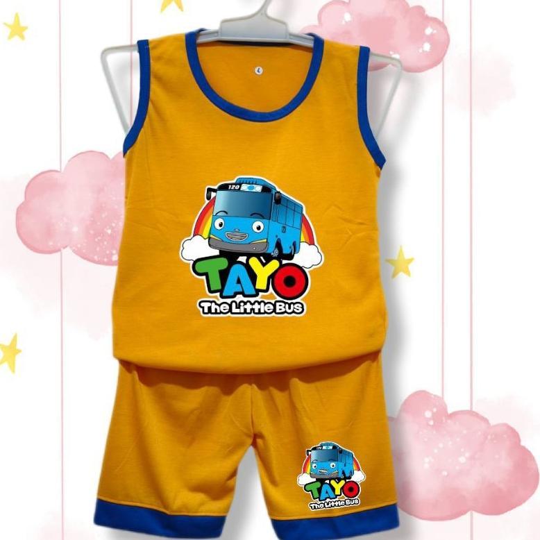 GARANSI SETELAN SINGLET ANAK COWOK DAN CEWEK TAYO 1-10 TAHUN