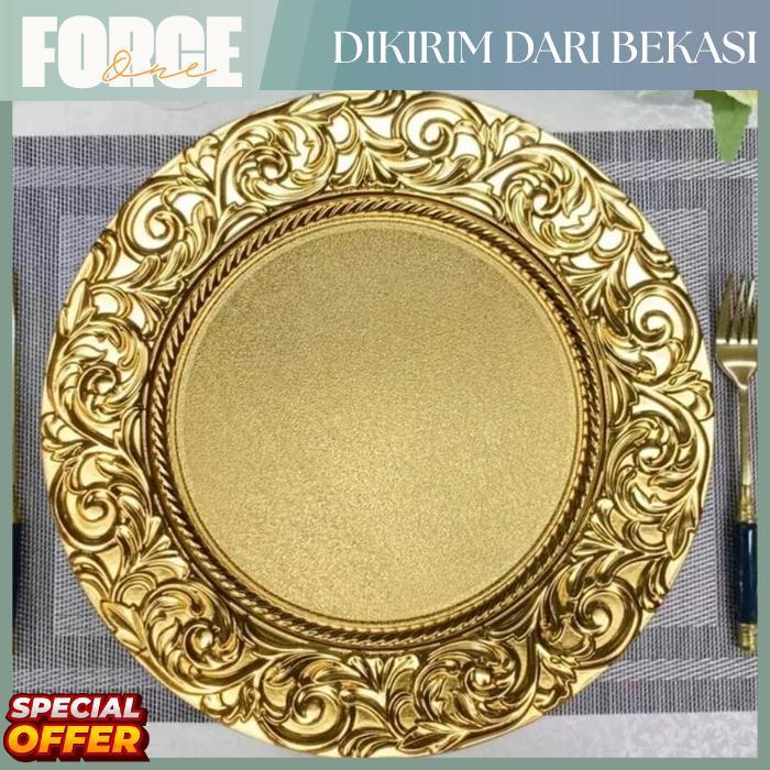 Force One Piring Emas Piring Arab Gold Piring Saji Piring Kurma/Piring Kue/Piring Saji/Piring Mewah/