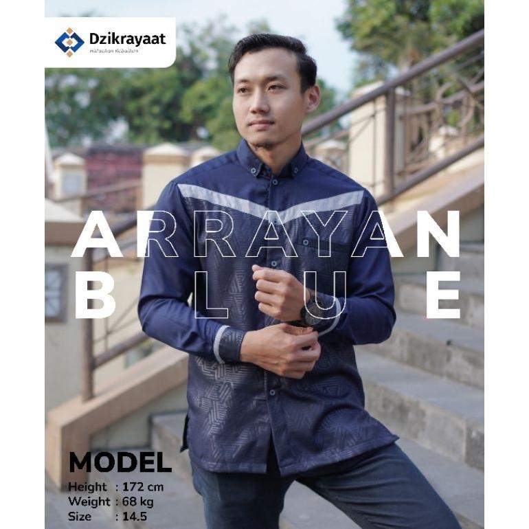 BAJU KOKO DZIKROYAT TERBARU KOKO KEKINIAN KOKO BIRU LENGAN PANJANG KEMKO DZIKRAYAAT ARRAYAN BLUE KEM