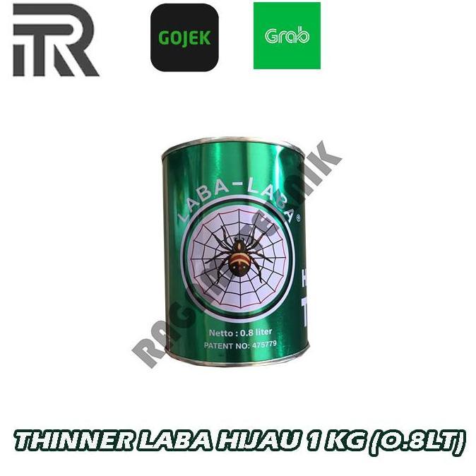 Dop- New- Thinner Laba-Laba Hijau 1 Kg Kaleng 0.8 Lt Pengencer Cat Tiner